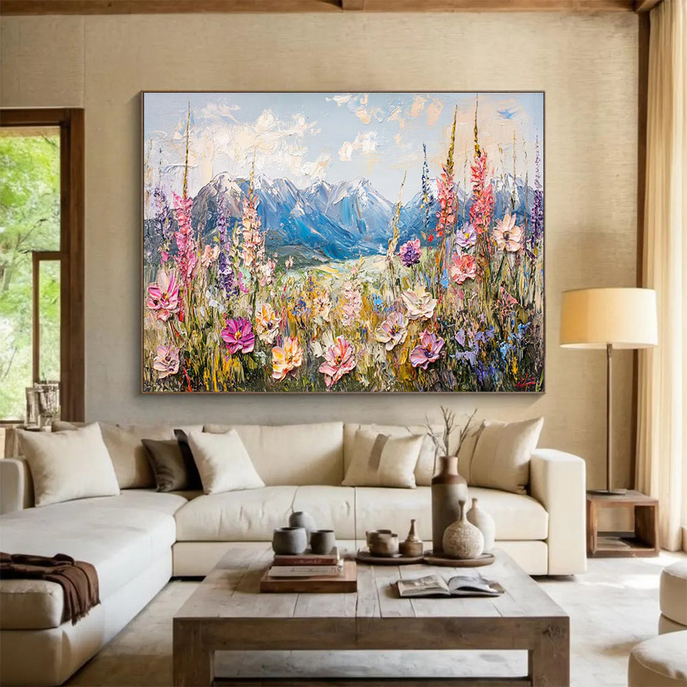 Mountain Flower Abstract Painting for Alpine Lodge Dining Halls YHT411