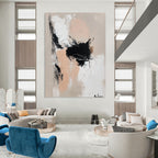 Abstract Black Cat Playful Feline Abstract Painting GAB0226