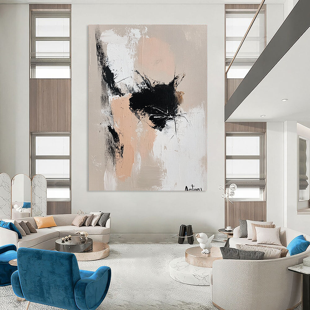 Abstract Black Cat Playful Feline Abstract Painting GAB0226