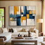 Blue, Yellow, and Black Abstract Painting ABS588