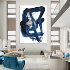 Bold Blue Abstract Brushstrokes Painting for Contemporary Art Galleries HENG161