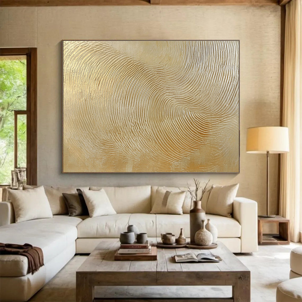Luxurious Golden Waves Art Celebrating Opulence and Dynamic Movement Abstract Painting ABS150