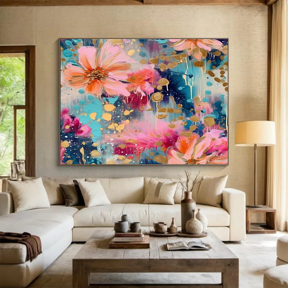 Floral Color Burst Abstract Painting for Luxury Spa Resorts YHT289