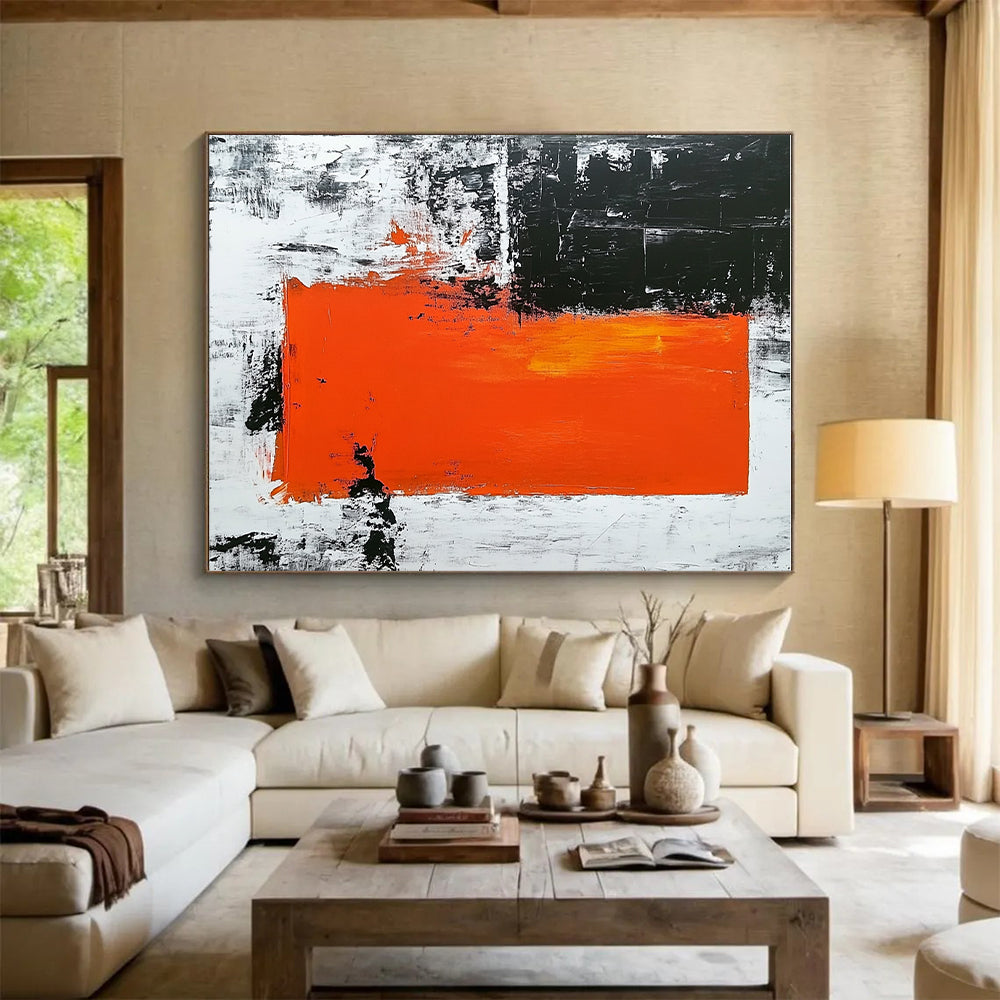 Orange - Black Abstract Contrast Painting with Dramatic Simplicity WINK499