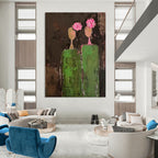 Flower - Head Figures Abstract Painting for Bohemian - Style Cafes HENG080