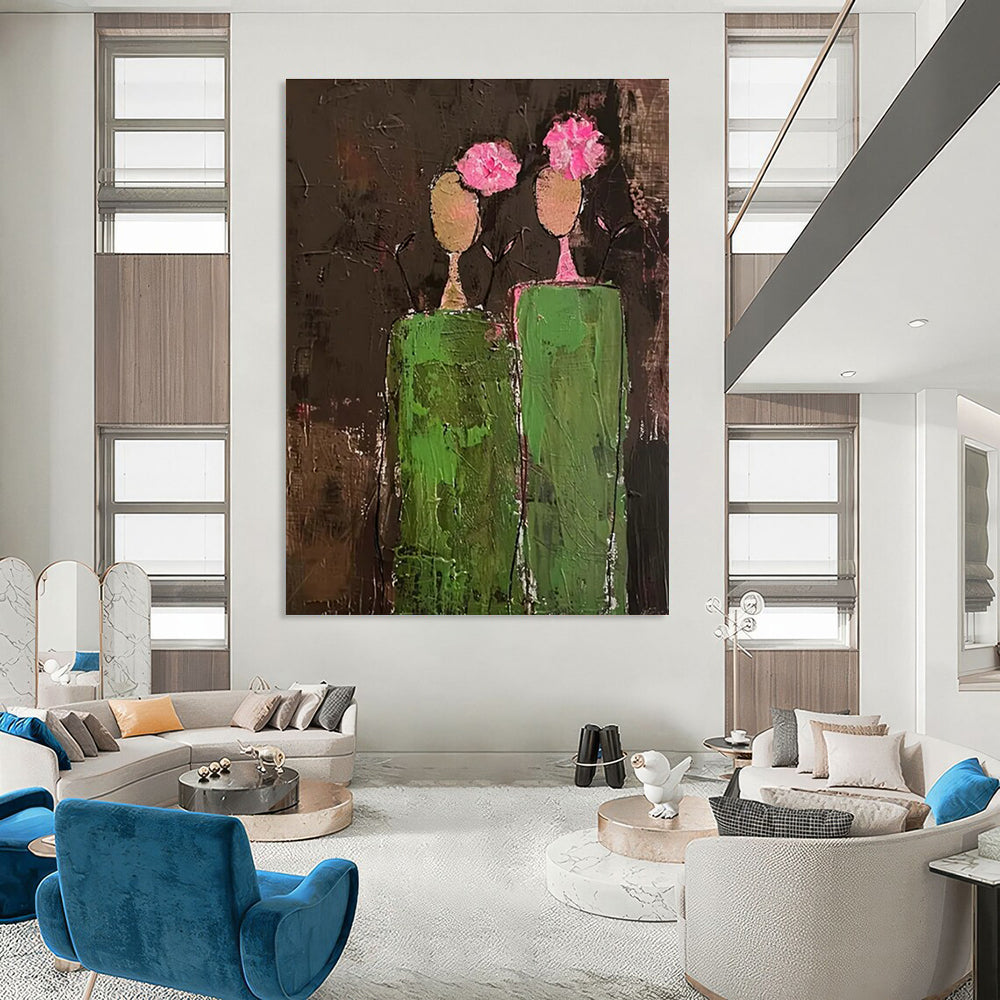 Flower - Head Figures Abstract Painting for Bohemian - Style Cafes HENG080