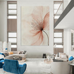 Delicate Pink Flower Sketch Abstract Painting with Fine Details GAB0073