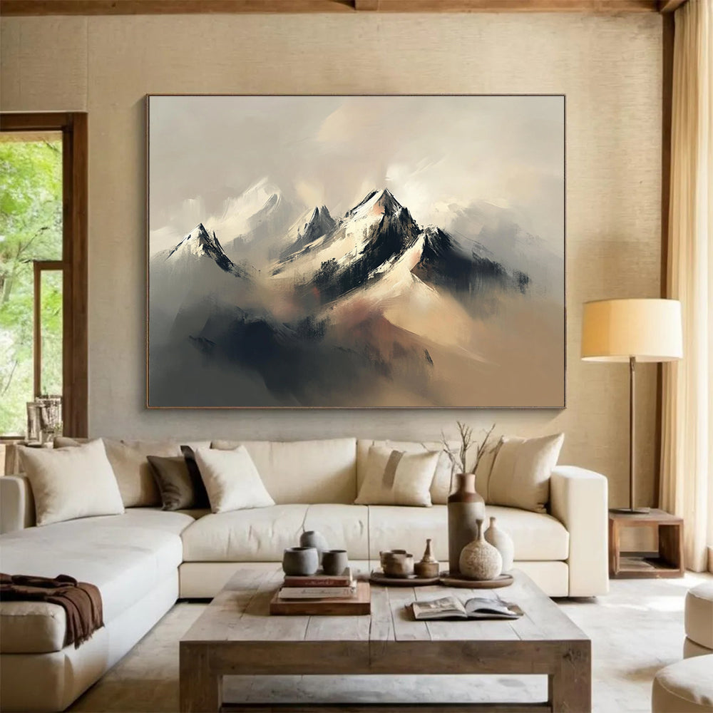 Misty Mountain Abstract Painting with Majestic, Ethereal Beauty ABS459