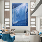 Blue and White Frame Abstract - Geometric Minimalist Abstract Painting GAB0470
