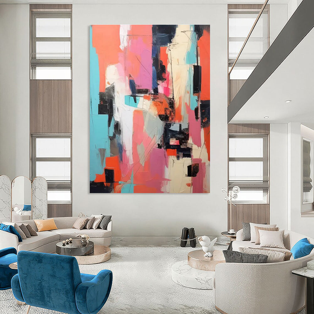 Colorful Geometric Abstract Painting for Creative Workspaces HENG127
