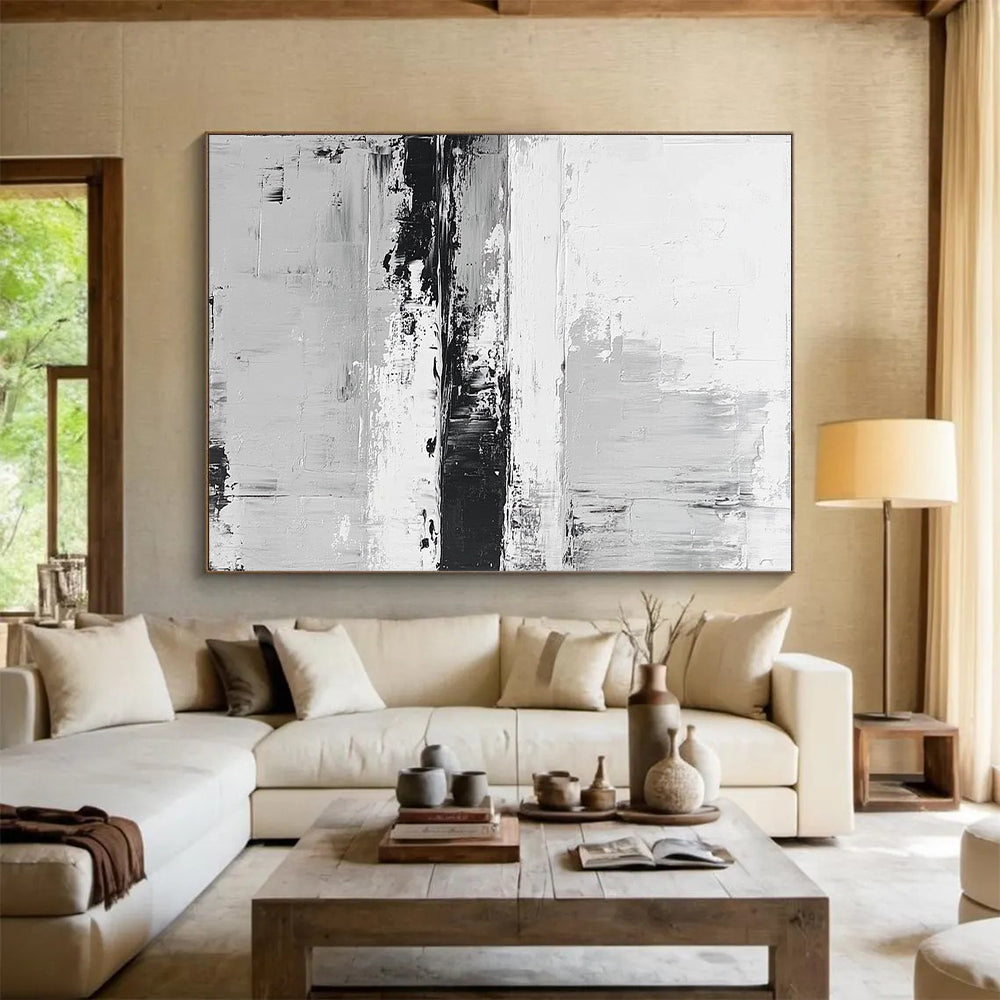 Monochrome Abstract Stripes Painting with Subtle Drama WINK361