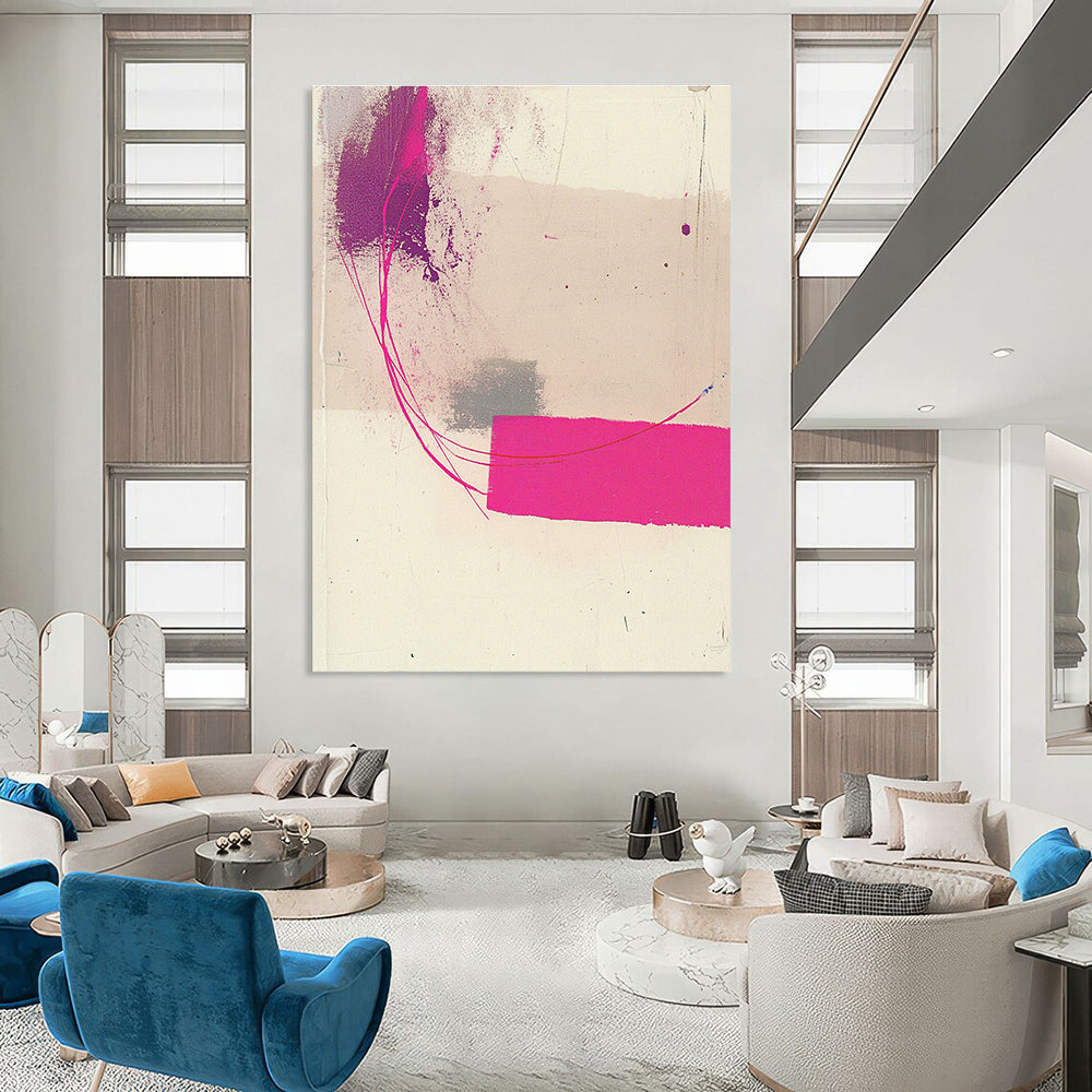 Pink and Purple Strokes Expressive Abstract Painting GAB0340