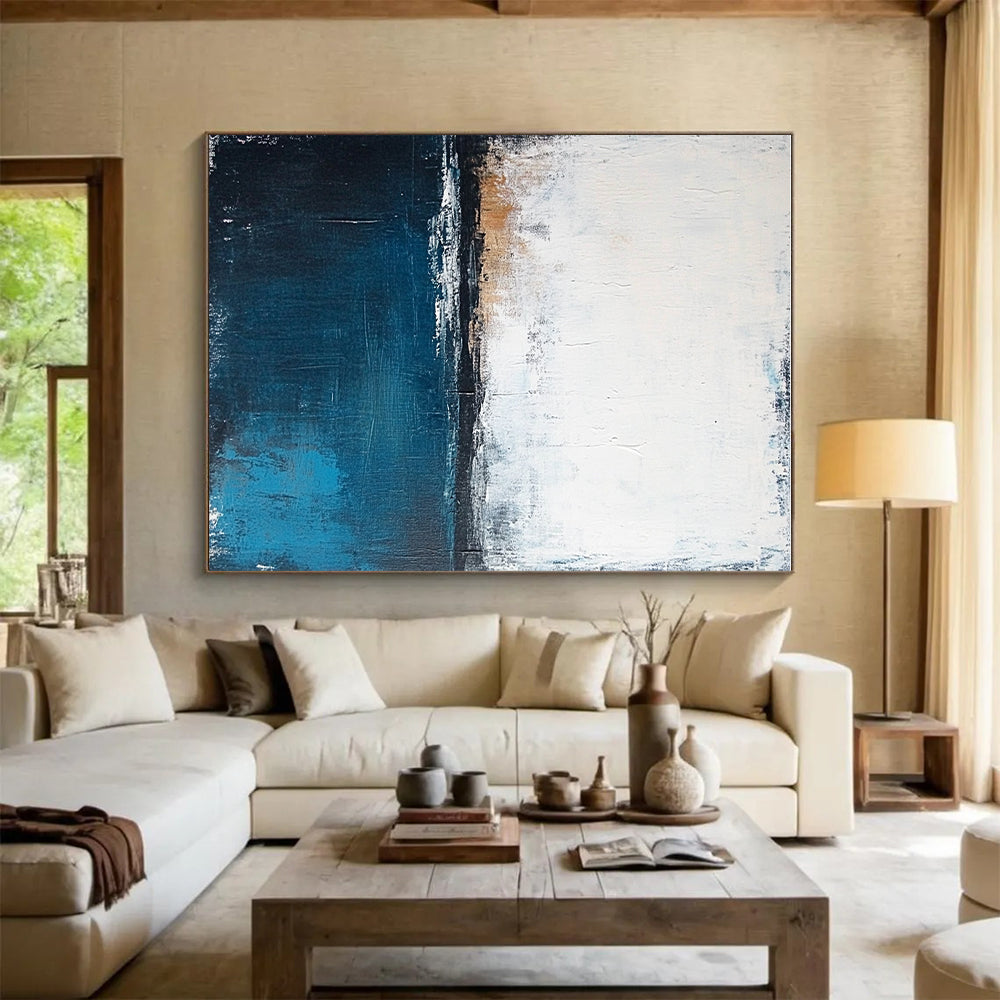 Blue - Gray Abstract Horizon Painting with Quiet Contemplation WINK399