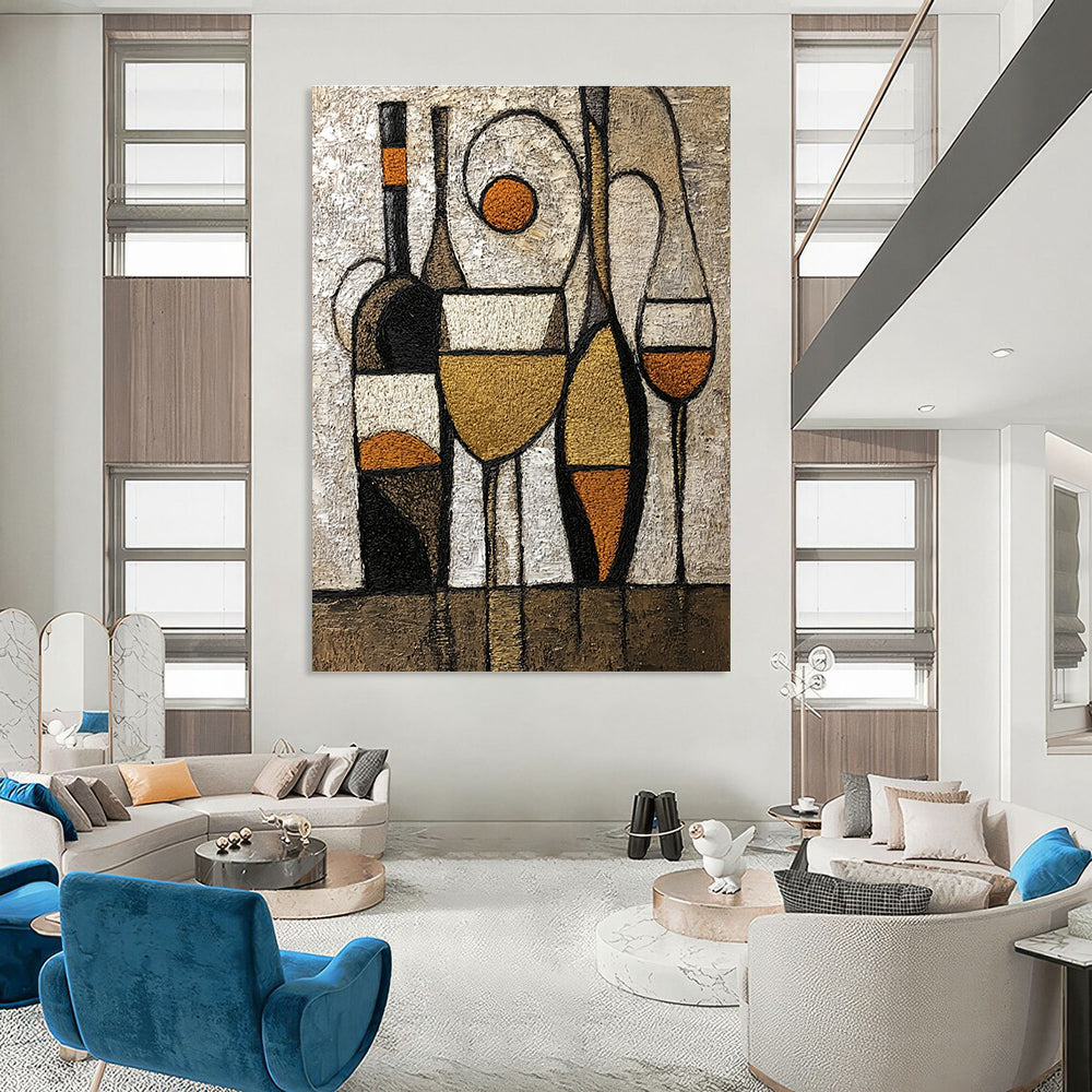 Abstract Wine Still Life Painting for Sophisticated Wine Bars GAB0834