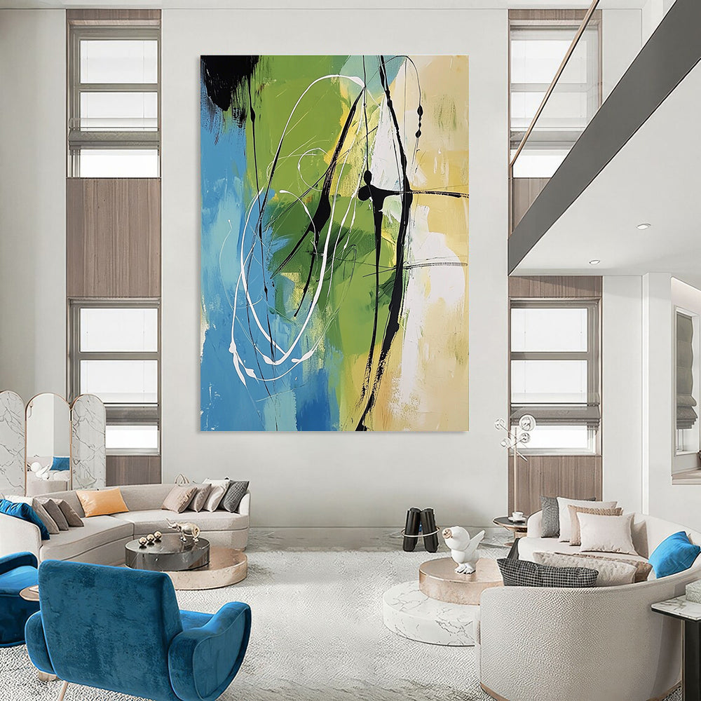 Colorful Abstract Lines Painting for Creative Workspaces GAB0811