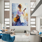 Guitar Girl Impressionistic Abstract Painting for Musical Spaces GAB1419