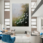 Daisies and Bees Charming Floral Abstract Painting GAB0336