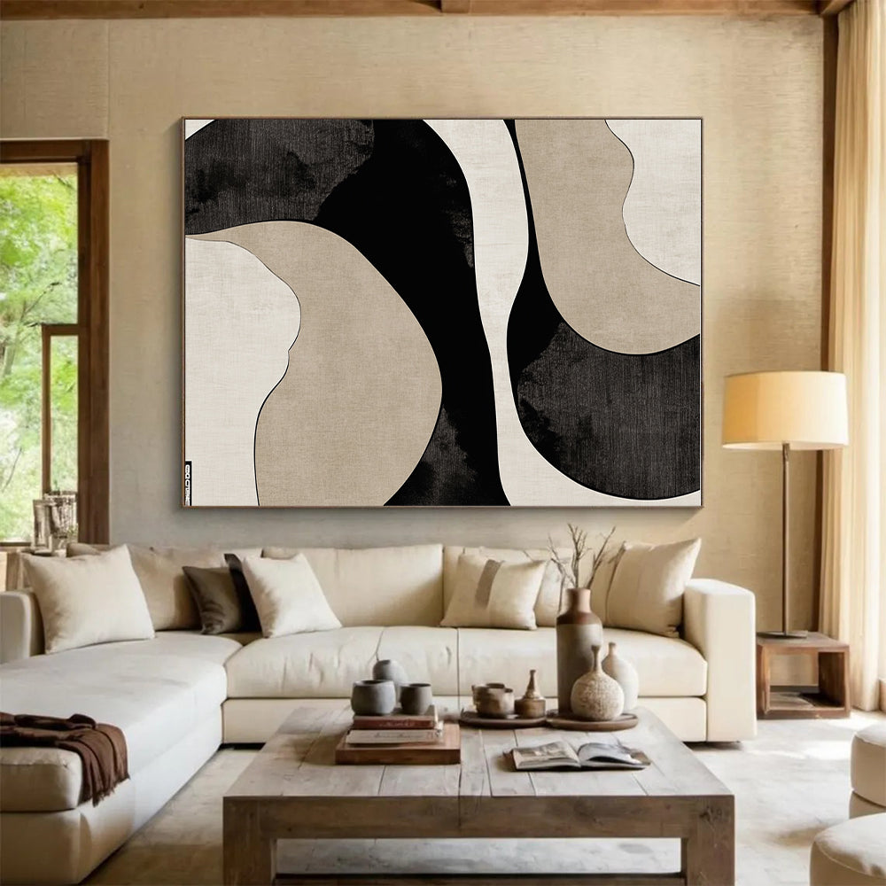 Curved Neutral Tones Abstract Painting with Elegant Flow WINK064