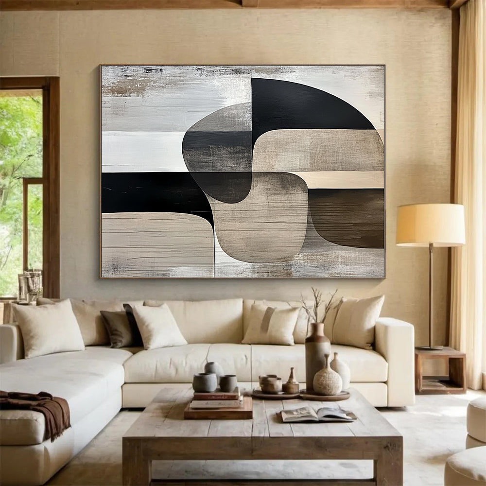 Monochrome Shapes Abstract Painting with Timeless Simplicity WINK694