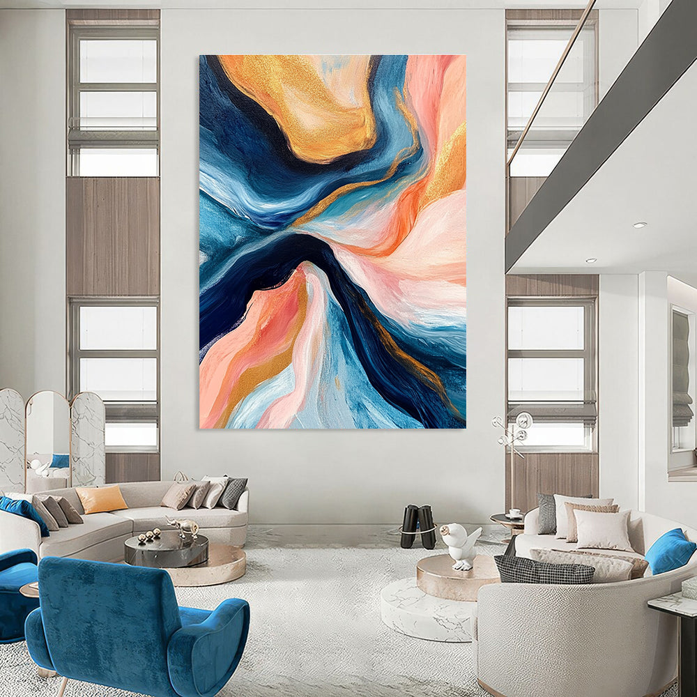 Colorful Flowing Abstract Painting for Art Deco - Styled Lounges GAB1125