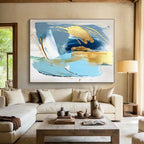 Blue Gold Abstract Elegance Painting with Luxe Touches WINK713