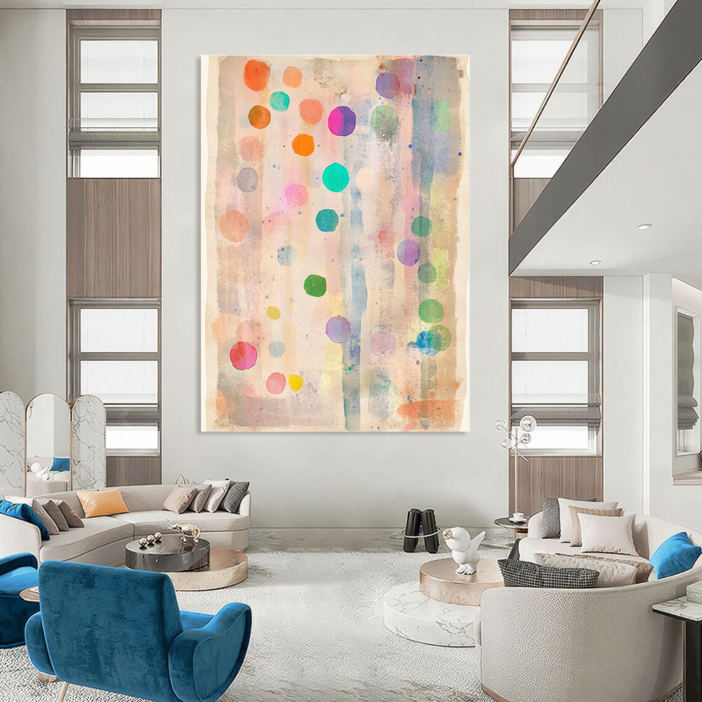 Colorful Dots Watercolor Abstract Painting of Playful Spots GAB0122