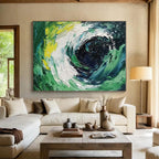 Green and Blue Swirl Abstract Painting with Dynamic Energy WINK070