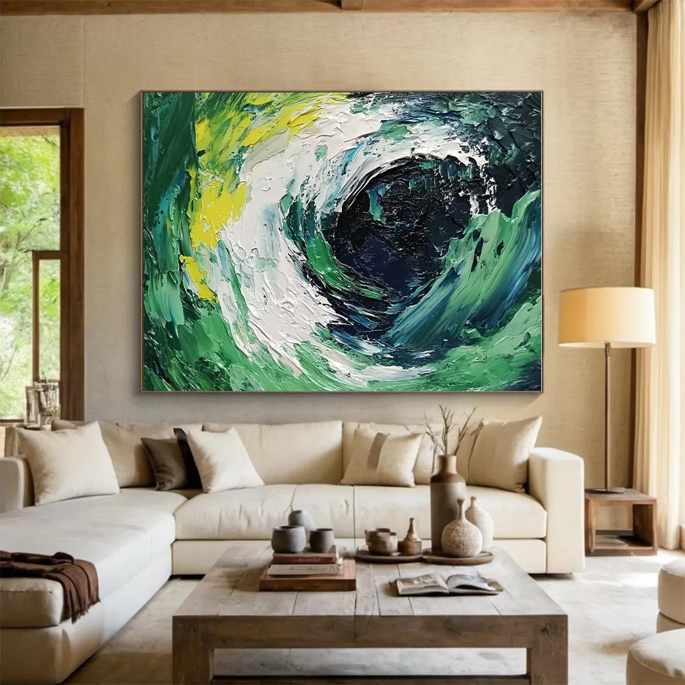 Green and Blue Swirl Abstract Painting with Dynamic Energy WINK070