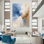 Blue and Beige Soft - Toned Abstract Painting for Serene Bedrooms GAB0880