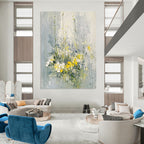 Yellow and White Flowers - Cheerful Floral Abstract Painting GAB0615