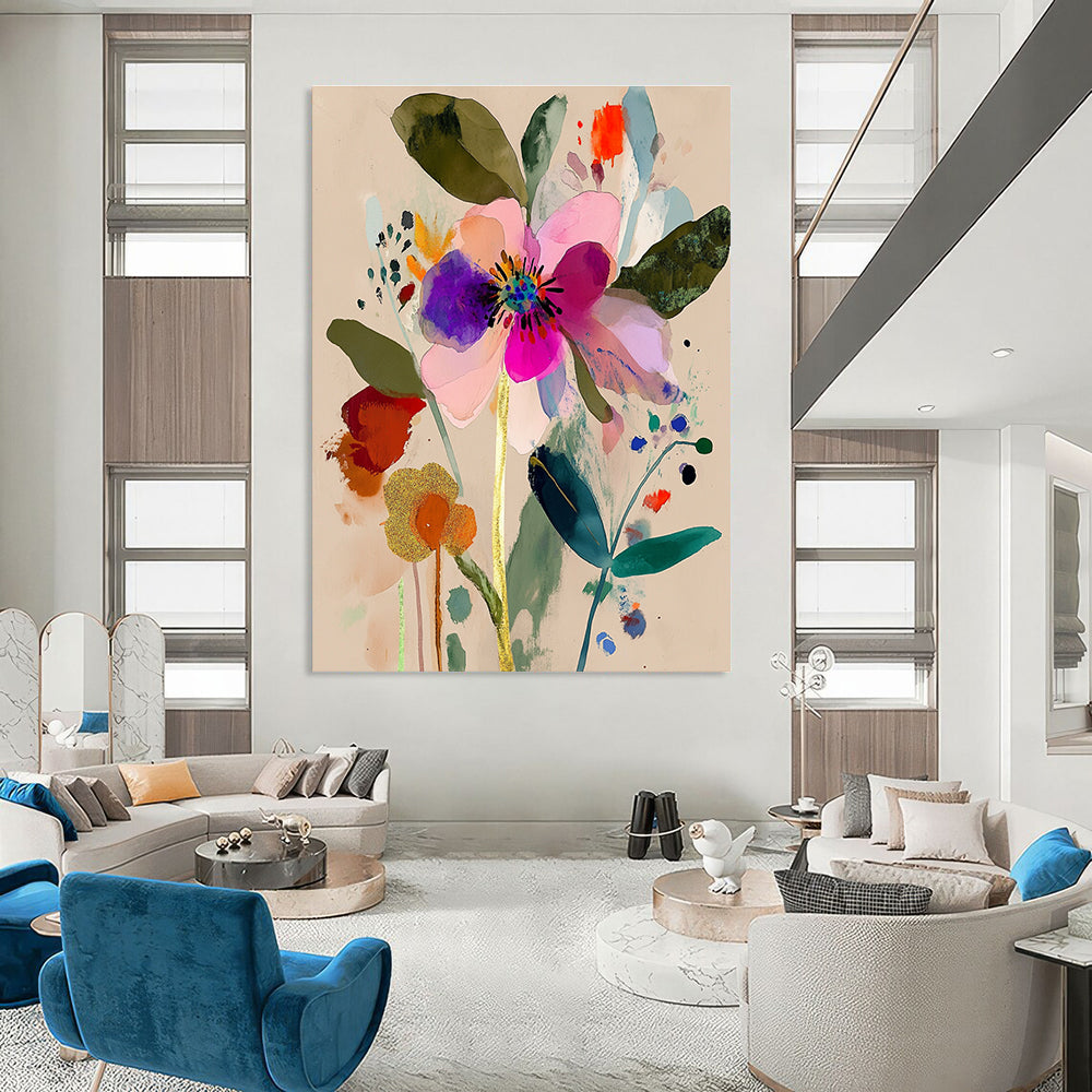 Colorful Abstract Flower Painting of Vibrant Botany GAB0183