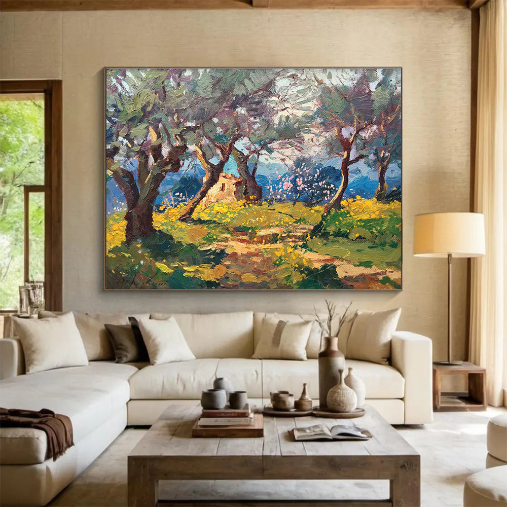 Olive Grove Abstract Painting for Italian Restaurant Private Dining YHT474