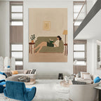 Woman Reading on Sofa - Cozy Domestic Abstract Art GAB0421