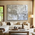 Silver - Toned Abstract Painting for Sleek Interiors YHT103