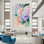 Colorful Hydrangea Blooms Vibrant Floral Abstract Painting GAB0306