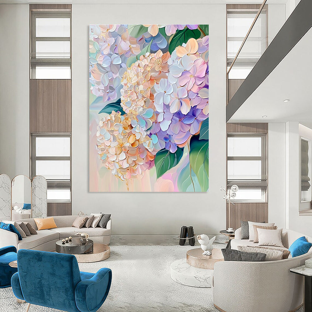 Colorful Hydrangea Blooms Vibrant Floral Abstract Painting GAB0306