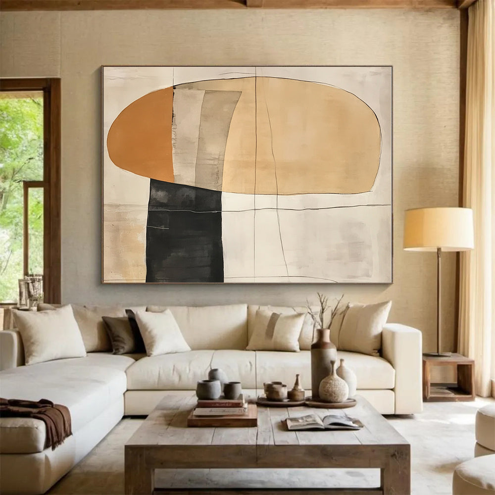 Layered Neutral Geometric Forms Abstract Painting with Subtle Depth WINK226