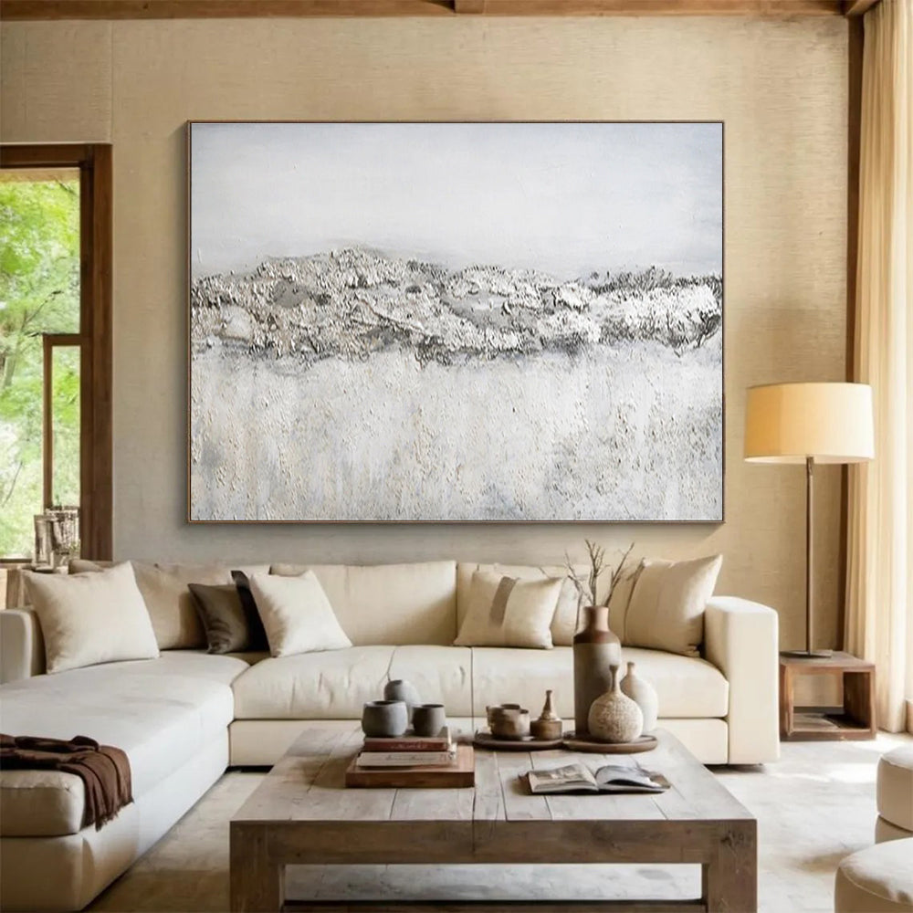 Textured Gray Abstract Painting for Minimalist Art Galleries YHT262