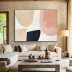 Beige, Pink, and Black Abstract Painting with Modern Simplicity ABS438
