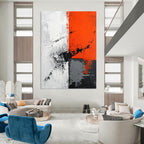 High - Contrast Geometric Abstract Painting for Corporate Boardrooms GAB0878