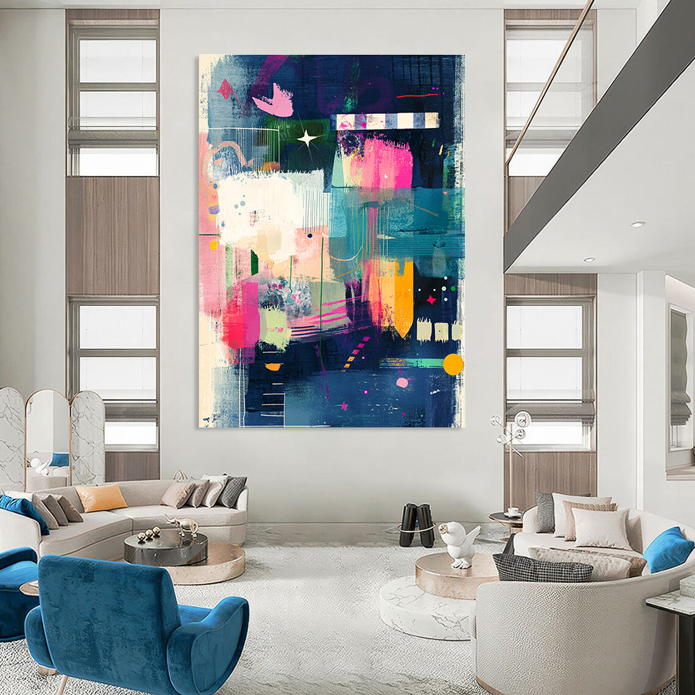 Colorful Abstract Collage Painting with Vibrant Elements GAB0100