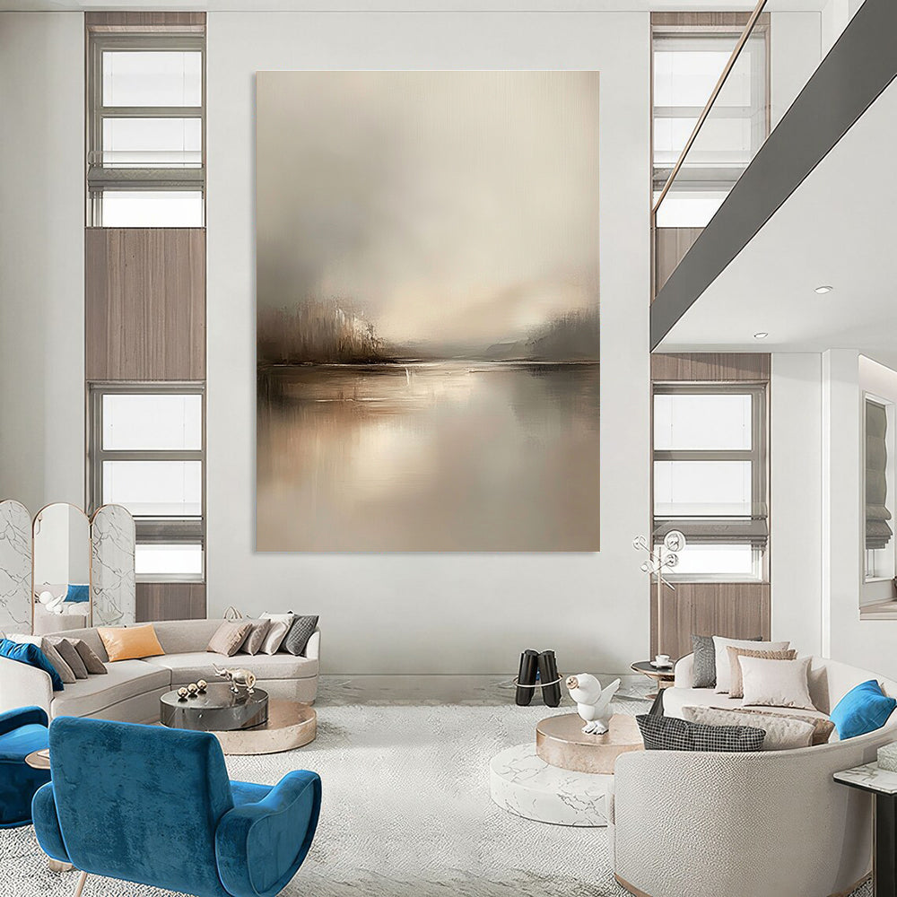 Misty Lake Abstract - Dreamy Landscape Abstract Art GAB0516
