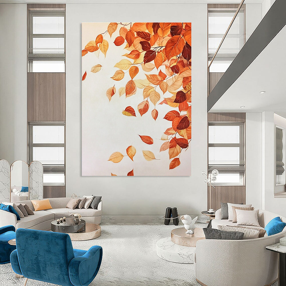 Autumn Leaves in Flight Delicate Seasonal Abstract Painting GAB0277