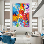 Rainbow Color Burst Abstract Painting for Playful Kids’ Spaces HENG415