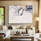Textured White Blue Abstract Painting with Subtle Depth WINK741