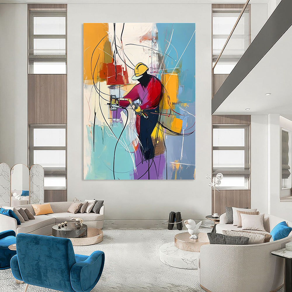 Abstract Worker Painting for Industrial - Styled Offices GAB1036