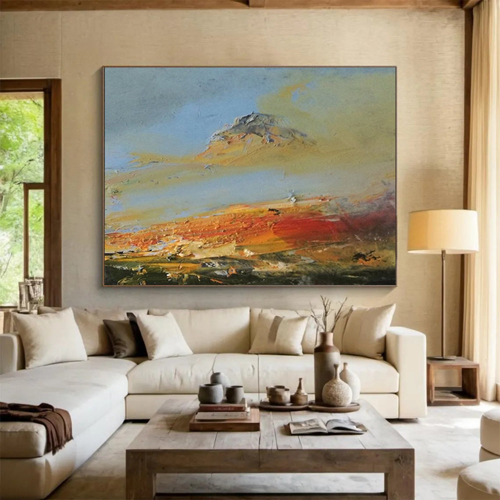 Mountain and Sky Abstract Landscape Painting for Nature - Inspired Spaces YHT038