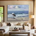 Seaside Serenity Abstract Painting for Coastal Living Rooms YHT190