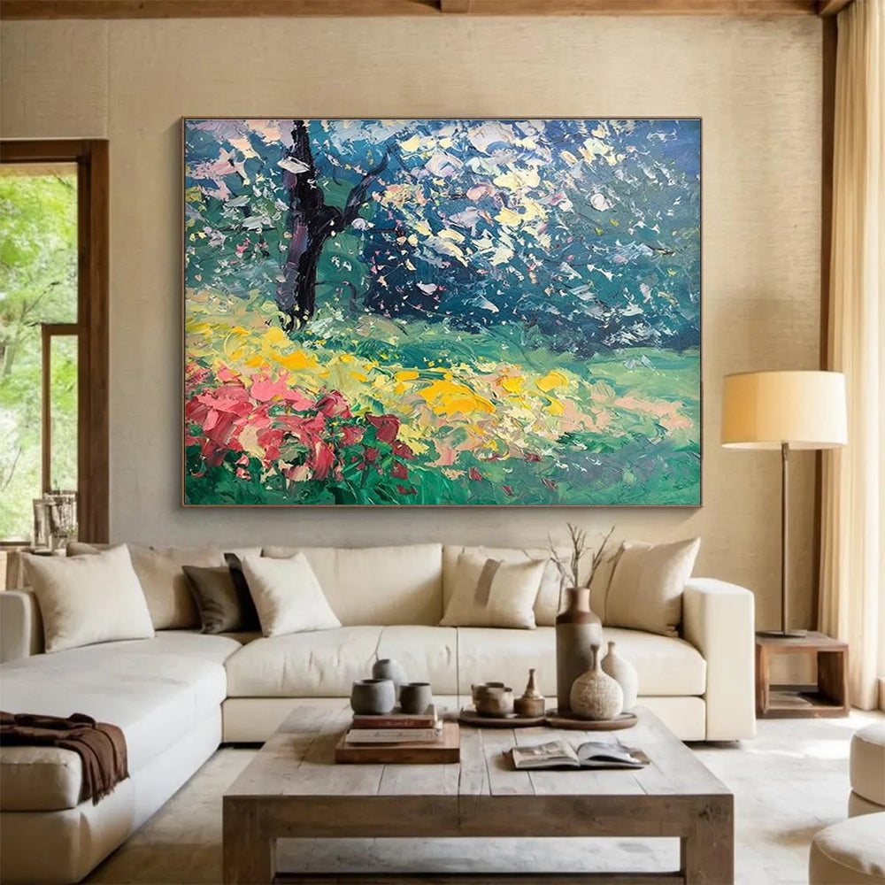 Garden Blossom Abstract Painting for Botanical Garden Cafes YHT464