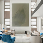 Green Wavy Lines on Grey Abstract Painting with Textured Patterns GAB0063